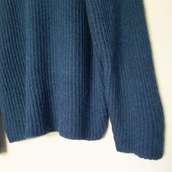 J. Crew Point Sur Ribbed Turtleneck Sweater M Chunky Teal Blue Mohair Wool  Knit - Picture 12 of 14